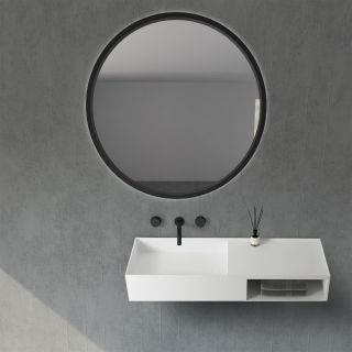 Подвесная тумба с раковиной ABBER Stein AS2649-0.8 80см белый матовый